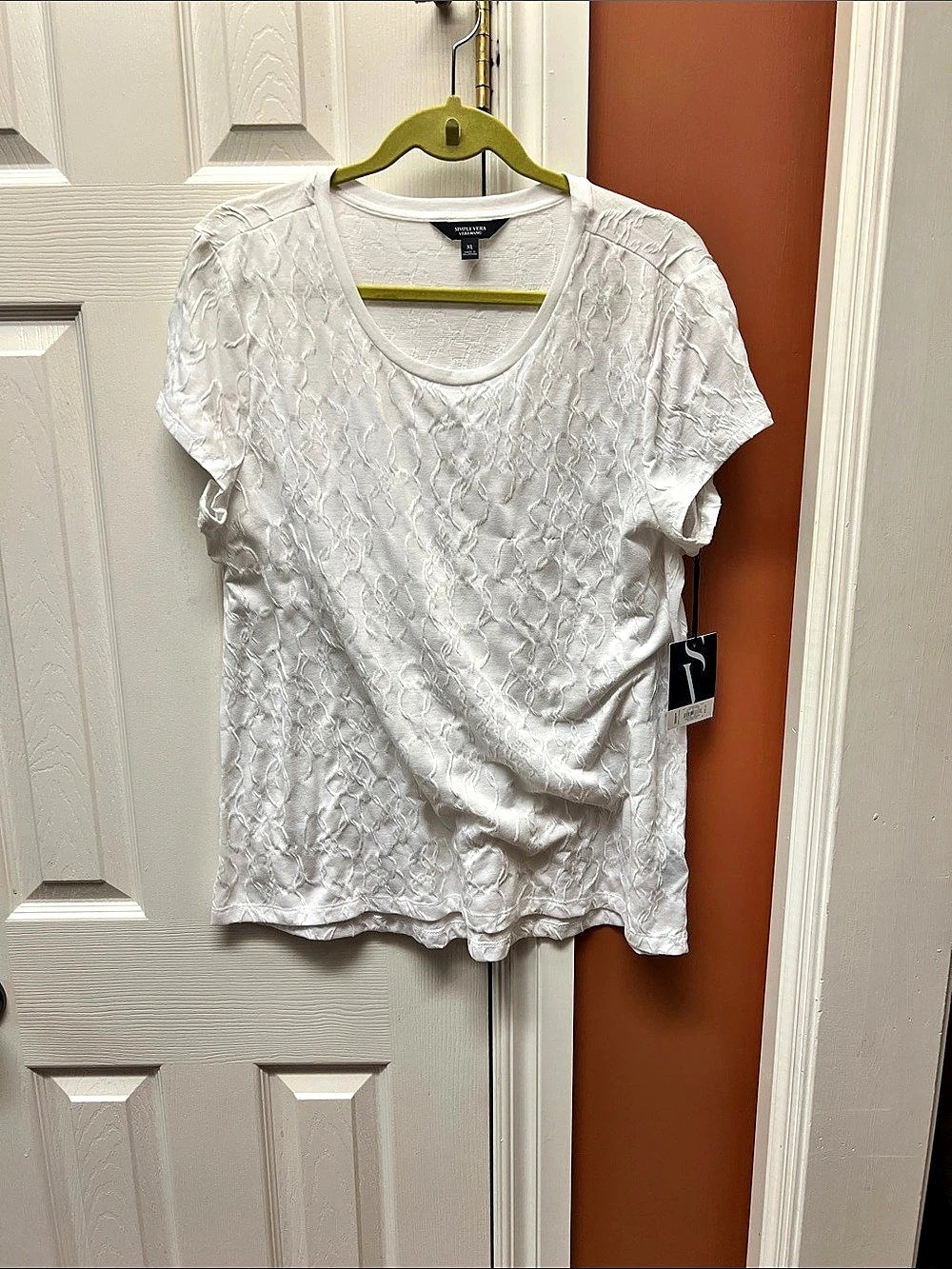 Simply Vera Wang SS Floral Jcod Top White XL